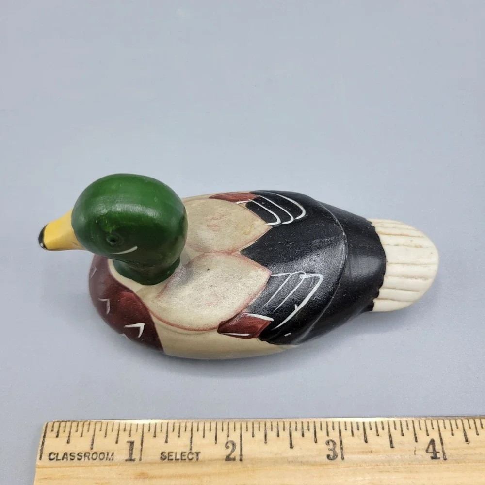 Vtg Hand Painted Ceramic Mallard Duck Figurine Decor Collectible 2